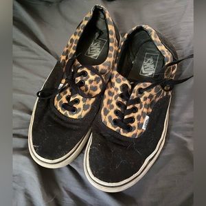 Black and cheetah print vans